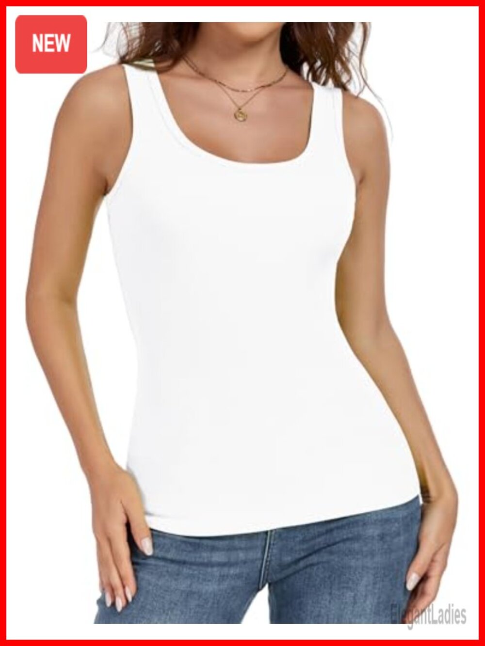 Women's Ribbed Scoop Neck Slim Fitted Tank Top Sleeveless Workout Cami